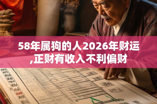 58年属狗的人2026年财运,正财有收入不利偏财