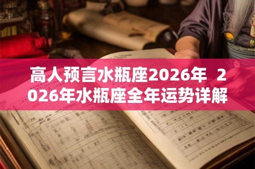 高人预言水瓶座2026年  2026年水瓶座全年运势详解