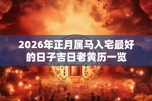 2026年正月属马入宅最好的日子吉日老黄历一览