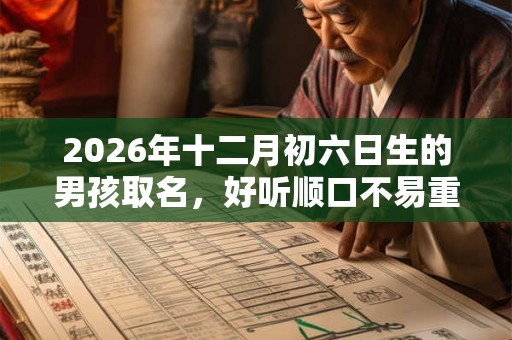 2026年十二月初六日生的男孩取名，好听顺口不易重名的男宝宝名字