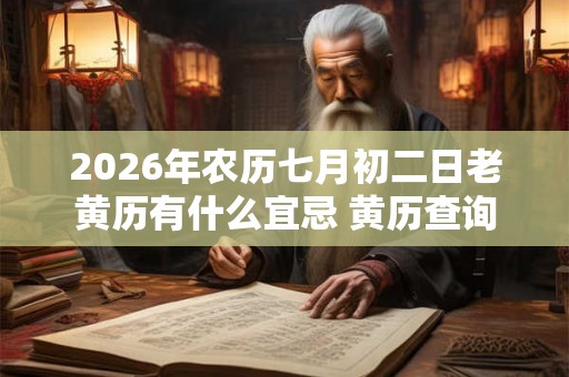 2026年农历七月初二日老黄历有什么宜忌 黄历查询