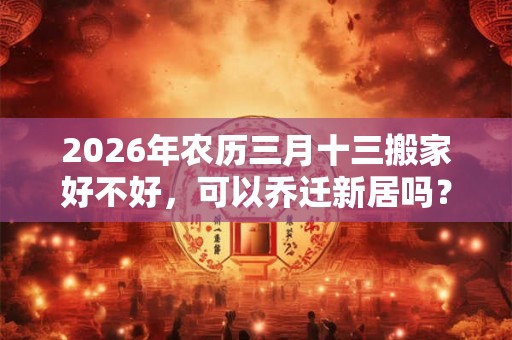 2026年农历三月十三搬家好不好,可以乔迁新居吗? 2026年农历三月十三搬家好不好,可以乔迁新居吗?