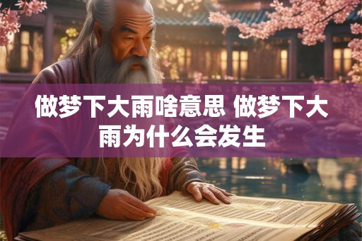 做梦下大雨啥意思 做梦下大雨为什么会发生 做梦下大雨啥意思 做梦下大雨为什么会发生