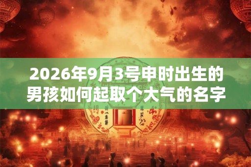 2026年9月3号申时出生的男孩如何起取个大气的名字和五行属性
