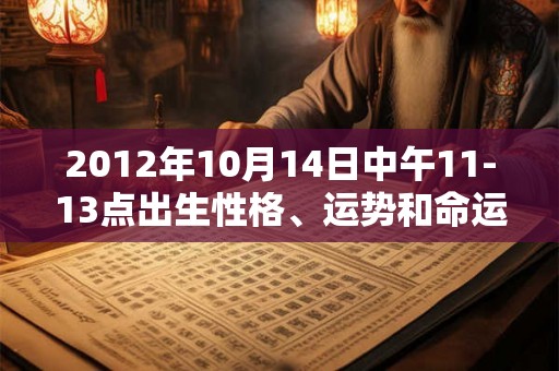 2012年10月14日中午11-13点出生性格、运势和命运