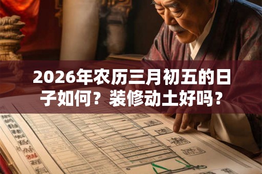 2026年农历三月初五的日子如何？装修动土好吗？