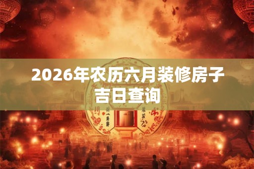 2026年农历六月装修房子吉日查询