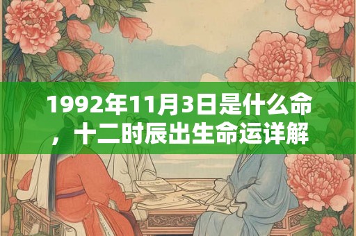 1992年11月3日是什么命,十二时辰出生命运详解 1992年11月3日是什么命,十二时辰出生命运详解