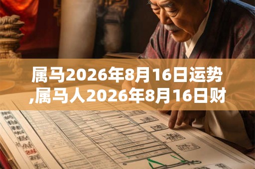 属马2026年8月16日运势,属马人2026年8月16日财运,生肖马2026年8月16日运势 属马2026年8月16日运势,属马人2026年8月16日财运,生肖马2026年8月16日运势