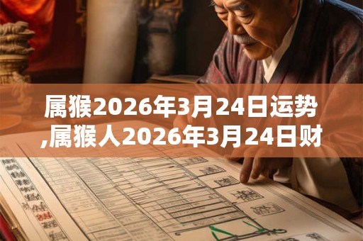 属猴2026年3月24日运势,属猴人2026年3月24日财运,生肖猴2026年3月24日运势