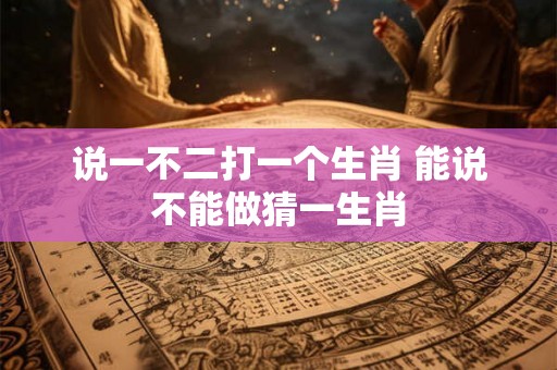 说一不二打一个生肖 能说不能做猜一生肖