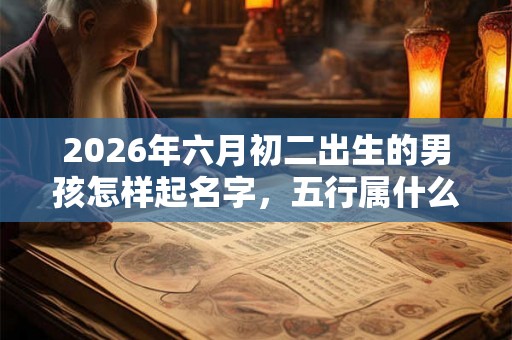 2026年六月初二出生的男孩怎样起名字，五行属什么