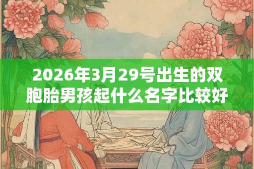 2026年3月29号出生的双胞胎男孩起什么名字比较好，五行属什么