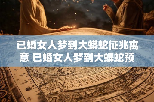 已婚女人梦到大蟒蛇征兆寓意 已婚女人梦到大蟒蛇预示什么