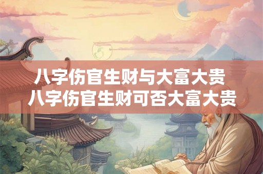 八字伤官生财与大富大贵 八字伤官生财可否大富大贵