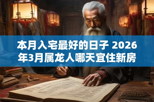 本月入宅最好的日子 2026年3月属龙人哪天宜住新房