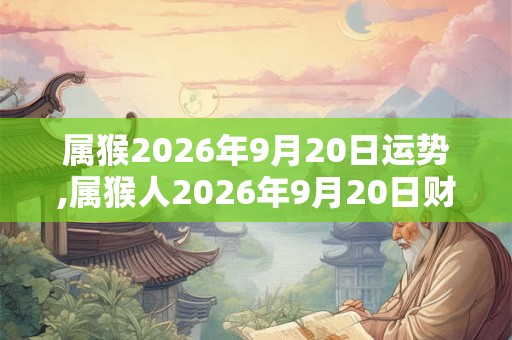 属猴2026年9月20日运势,属猴人2026年9月20日财运,生肖猴2026年9月20日运势