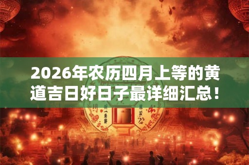 2026年农历四月上等的黄道吉日好日子最详细汇总！