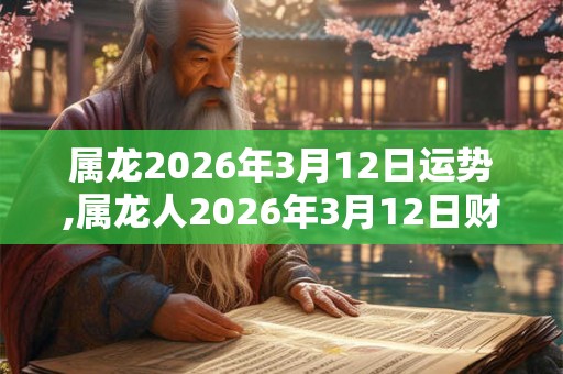 属龙2026年3月12日运势,属龙人2026年3月12日财运,生肖龙2026年3月12日运势