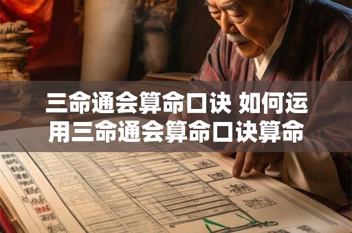 三命通会算命口诀 如何运用三命通会算命口诀算命