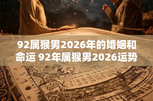 92属猴男2026年的婚姻和命运 92年属猴男2026运势详解