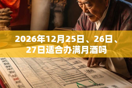 2026年12月25日、26日、27日适合办满月酒吗