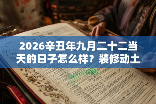 2026辛丑年九月二十二当天的日子怎么样？装修动土好不好？