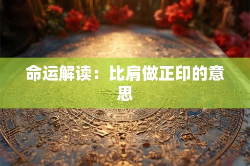 命运解读：比肩做正印的意思