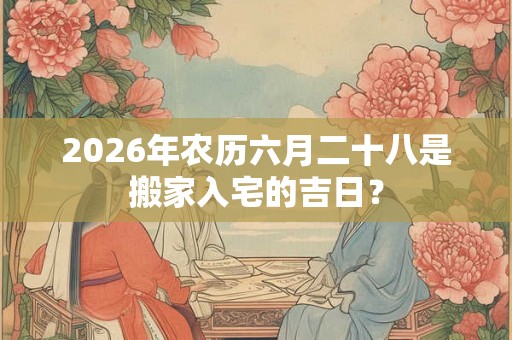 2026年农历六月二十八是搬家入宅的吉日？