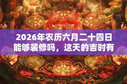 2026年农历六月二十四日能够装修吗，这天的吉时有哪些？