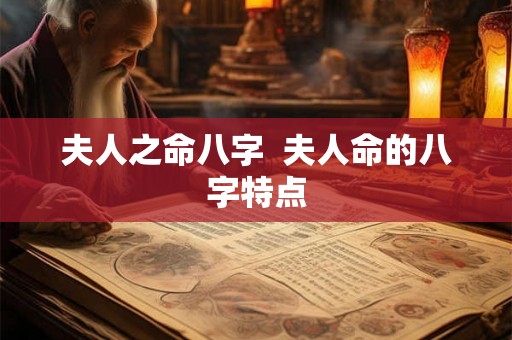 夫人之命八字  夫人命的八字特点