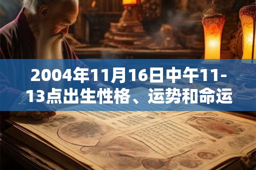 2004年11月16日中午11-13点出生性格、运势和命运