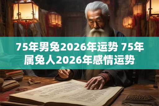 75年男兔2026年运势 75年属兔人2026年感情运势
