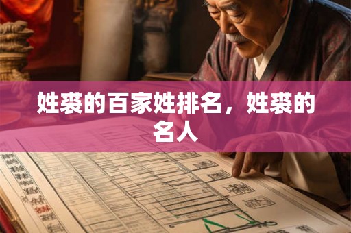 姓裘的百家姓排名，姓裘的名人