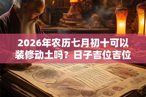 2026年农历七月初十可以装修动土吗？日子吉位吉位怎么看？