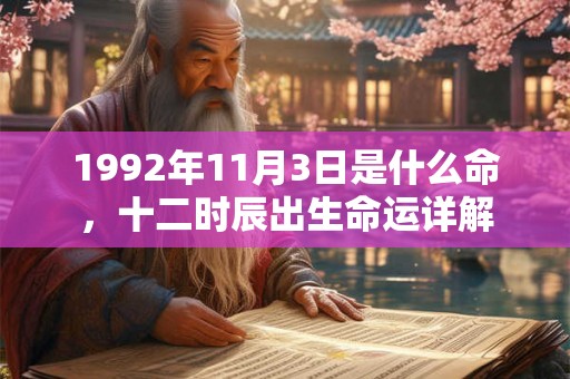 1992年11月3日是什么命，十二时辰出生命运详解