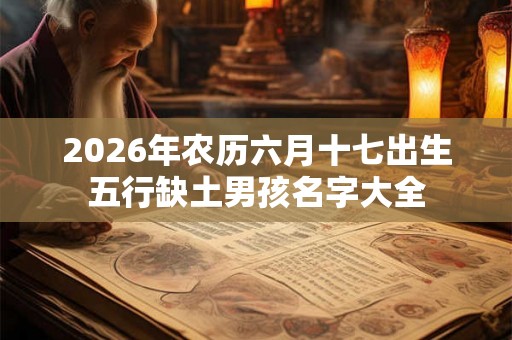 2026年农历六月十七出生五行缺土男孩名字大全