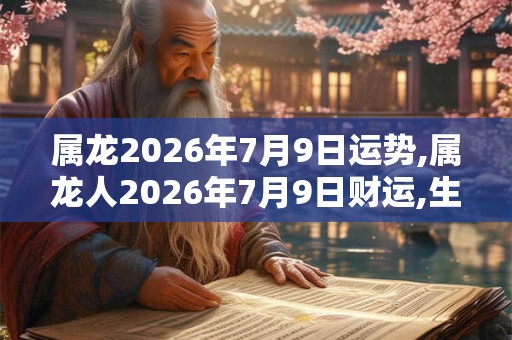 属龙2026年7月9日运势,属龙人2026年7月9日财运,生肖龙2026年7月9日运势