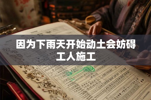 因为下雨天开始动土会妨碍工人施工