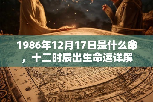1986年12月17日是什么命，十二时辰出生命运详解