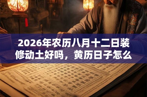 2026年农历八月十二日装修动土好吗，黄历日子怎么样？