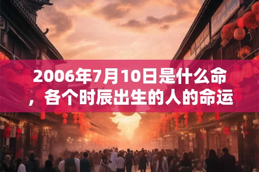2006年7月10日是什么命，各个时辰出生的人的命运
