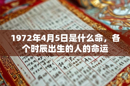 1972年4月5日是什么命，各个时辰出生的人的命运