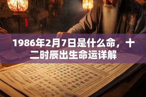 1986年2月7日是什么命，十二时辰出生命运详解