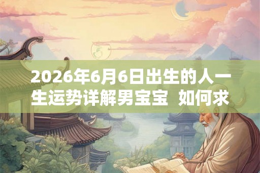 2026年6月6日出生的人一生运势详解男宝宝  如何求财