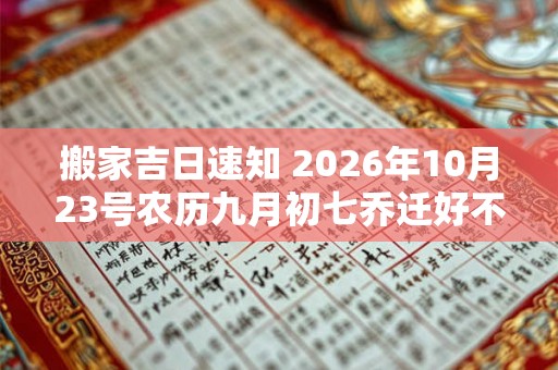 搬家吉日速知 2026年10月23号农历九月初七乔迁好不好