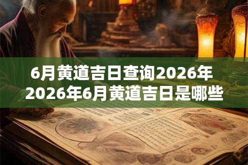 6月黄道吉日查询2026年 2026年6月黄道吉日是哪些