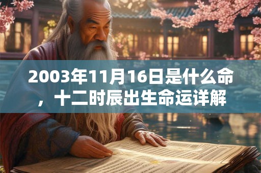 2003年11月16日是什么命，十二时辰出生命运详解