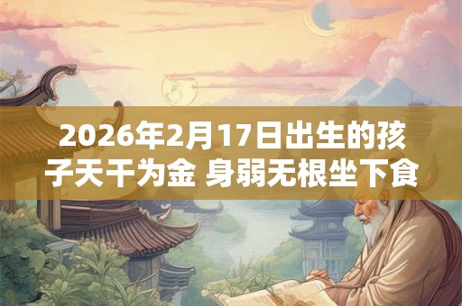 2026年2月17日出生的孩子天干为金 身弱无根坐下食神