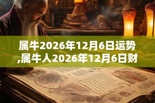 属牛2026年12月6日运势,属牛人2026年12月6日财运,生肖牛2026年12月6日运势